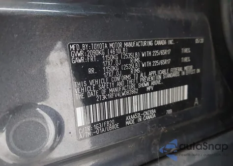 2020 Toyota Rav4 Le from USA, damaged, VIN 2T3K1RFV4LW082862